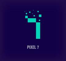 kreativ Pixel Nummer 7 Logo. einzigartig Digital Pixel Kunst und Pixel Explosion Vorlage. Vektor