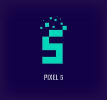 kreativ Pixel Nummer 5 Logo. einzigartig Digital Pixel Kunst und Pixel Explosion Vorlage. Vektor