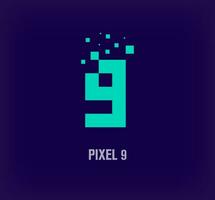 kreativ Pixel Nummer 9 Logo. einzigartig Digital Pixel Kunst und Pixel Explosion Vorlage. Vektor