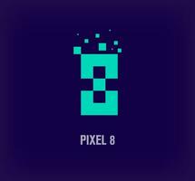 kreativ Pixel Nummer 8 Logo. einzigartig Digital Pixel Kunst und Pixel Explosion Vorlage. Vektor