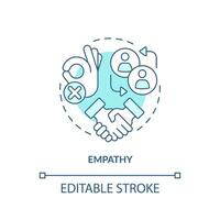 Empathie Sanft Blau Konzept Symbol. Kunde Verständnis. Gebäude Rapport. emotional Intelligenz. Der Umsatz Erfolg. runden gestalten Linie Illustration. abstrakt Idee. Grafik Design. einfach zu verwenden vektor