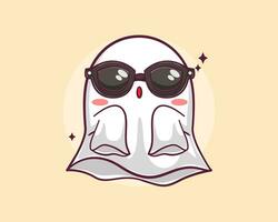 söt spöke bär glasögon tecknad serie illustration vektor