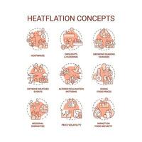 editierbar Symbole einstellen Darstellen Hitzeflation Konzepte, isoliert Vektor. dünn Linie Illustration von global Erwärmen Auswirkung. vektor
