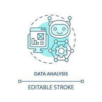 2d redigerbar data analys blå tunn linje ikon begrepp, isolerat vektor, illustration representerar överproduktion. vektor