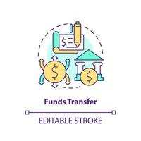 Mittel Transfer Konzept Symbol. automatisiert Clearing Haus. Wie ach Arbeit abstrakt Idee dünn Linie Illustration. isoliert Gliederung Zeichnung. editierbar Schlaganfall vektor