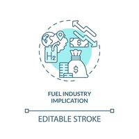 Treibstoff Industrie Implikation Türkis Konzept Symbol. liefern Kette Störung Fehler abstrakt Idee dünn Linie Illustration. isoliert Gliederung Zeichnung. editierbar Schlaganfall vektor