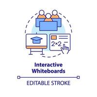 interaktiv Whiteboards Konzept Symbol. lehrreich Anwendung von ict abstrakt Idee dünn Linie Illustration. isoliert Gliederung Zeichnung. editierbar Schlaganfall vektor