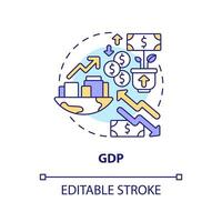 gdp Konzept Symbol. brutto inländisch Produkt Auswirkung. wirtschaftlich Indikator abstrakt Idee dünn Linie Illustration. isoliert Gliederung Zeichnung. editierbar Schlaganfall vektor