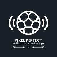 Sport Übertragung Weiß linear Desktop Symbol auf schwarz. Leben Strom. Fernsehen Programm. Fußball Spiel. Pixel perfekt, Gliederung 4px. isoliert Benutzer Schnittstelle Symbol zum dunkel Thema. editierbar Schlaganfall vektor