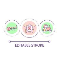 Bauernhof Mechanisierung Schleife Konzept Symbol. Landwirtschaft Geschäft. pflegen Land. Arbeit Prozess Optimierung abstrakt Idee dünn Linie Illustration. isoliert Gliederung Zeichnung. editierbar Schlaganfall vektor