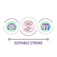 vinna konkurrens slinga begrepp ikon. motta pris. mästare pris. erkännande. motivering systemet abstrakt aning tunn linje illustration. isolerat översikt teckning. redigerbar stroke vektor