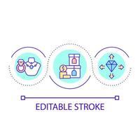 Smycken Produkter slinga begrepp ikon. uppköp dyrbar Tillbehör. lyx varor. ädelsten dekoration abstrakt aning tunn linje illustration. isolerat översikt teckning. redigerbar stroke vektor