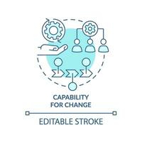 Fähigkeit zum Veränderung Türkis Konzept Symbol. Regierung Transformation Disziplin abstrakt Idee dünn Linie Illustration. isoliert Gliederung Zeichnung. editierbar Schlaganfall vektor