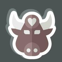 klistermärke buffel. relaterad till djur- symbol. enkel design redigerbar. enkel illustration vektor
