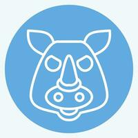 ikon noshörning. relaterad till djur- symbol. blå ögon stil. enkel design redigerbar. enkel illustration vektor