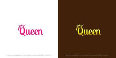 drottning guld logotyp design illustration. enkel platt illustration prinsessa krona drottning kung elegant minimalistisk lyx. kunglig ikon symbol fe- kvinna flicka modell kvinna lady skönhet mode spa salong. vektor