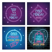 Cyber Monday Neon-Schriftzüge in Farbvorlagen vektor