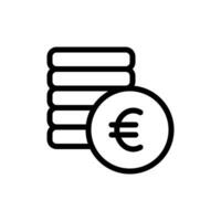 Münzen Stapel, Einnahmen, Geld mit europäisch Euro, EUR Währung Symbol Symbol im Linie Stil Design isoliert auf Weiß Hintergrund. editierbar Schlaganfall. vektor