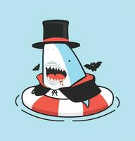 süß Hai Vampir aufblasbar schwimmen Ring vektor