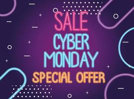 Cyber Monday Sale Neon Schriftzug Label vektor