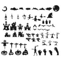 samling av halloween silhuetter ikon vektor
