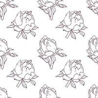 nahtlos Muster von Kontur Rose Knospen. Blumen- Hintergrund. Gliederung Zeichnung, Textil, drucken. Vektor