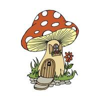 Pilz Haus, süß magisch Charakter. Hand gezeichnet Illustration. Vektor