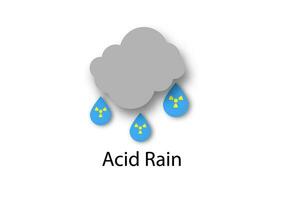Acid Regen und Luft Verschmutzung Konzept. gefährlich Wasser Tropfen mit dunkel Wolke auf Weiß Hintergrund. global Umwelt Probleme. vektor