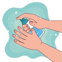 global handtvätt dag och händer tvätt med alkohol flaska vektor design