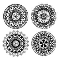 ställa in eleganta mandalas blommor prydnad vektor