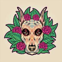 Hund feiern Tag von das tot mit Blumen- Ornament Vektor Abbildungen zum Ihre Arbeit Logo, Fan-Shop T-Shirt, Aufkleber und Etikette Entwürfe, Poster, Gruß Karten Werbung Geschäft Unternehmen