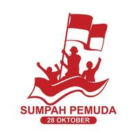 sumah Pemuda Oktober 28 .. Logo Design, indonesisch Jugend Held Erklärung vektor