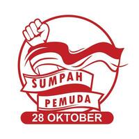 sumah pemuda oktober 28: e logotyp design, indonesiska ungdom hjälte deklaration vektor