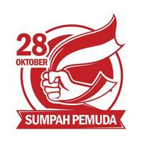 sumah Pemuda Oktober 28 .. Logo Design, indonesisch Jugend Held Erklärung vektor