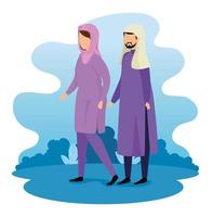 Paar muslimischer wandelnder Avatar-Charakter vektor