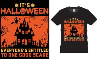 halloween t-shirt design. Lycklig halloween typografi t-shirt design vektor mall.det är halloween allas berättigad till ett Bra skrämma