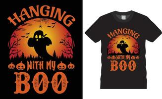 Halloween T-Shirt Design. glücklich Halloween Typografie T-Shirt Design Vektor Vorlage.hängend mit meine Boo