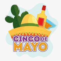 Cinco de Mayo Poster mit Hutkorb und Dekoration and vektor