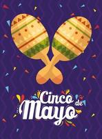 cinco de mayo affisch med maracas och dekoration vektor