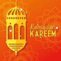 Ramadan Kareem Poster mit Laternenaufhängung vektor