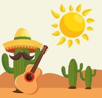 Kaktus und traditionelle Symbole von Cinco de Mayo may vektor