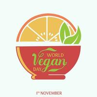 Vektor Illustration Welt vegan Tag Banner und Sozial Medien Post