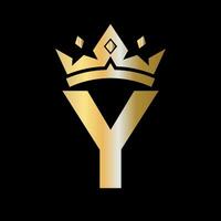 Krone Logo auf Brief y Vektor Vorlage zum Schönheit, Mode, elegant, Luxus Zeichen