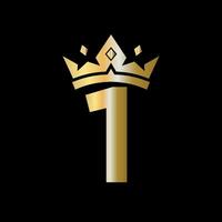 Krone Logo auf Brief 1 Vektor Vorlage zum Schönheit, Mode, elegant, Luxus Zeichen
