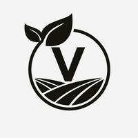 brev v lantbruk logotyp. jordbruk logotyp symbol mall vektor