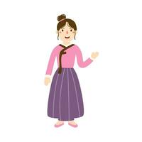 Koreanisch Dame im Hanbok oder Korea Kleid vektor