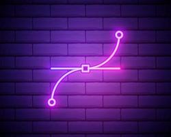 leuchtende Neon-Bezier-Kurve-Symbol auf Mauerhintergrund Stiftwerkzeugsymbol. Vektor-Illustration vektor