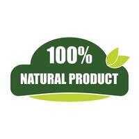 100 procent naturlig produkt sticker, märka, bricka. ekologi ikon. stämpel mall för organisk och eco vänlig Produkter med löv. vektor illustration isolerat på vit bakgrund