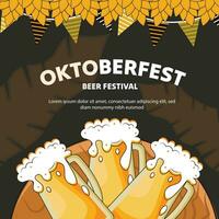 Vektor eben Illustration zum Oktoberfest Bier Festival Feier, Oktoberfest Post Vorlage