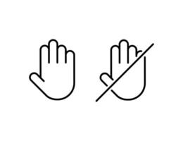 Emoji Handsymbol Linie Symbol. Hand mit Verbotszeichen. isolierte Vektor-Illustration des Stoppschild-Konzepts für Ihr mobiles App-Logo-UI-Design für Ihre Website. vektor